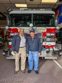 Elwood Joy and Albert Johnson, operational Charter Members, with newly in-service Engine 71. 12/24/2024